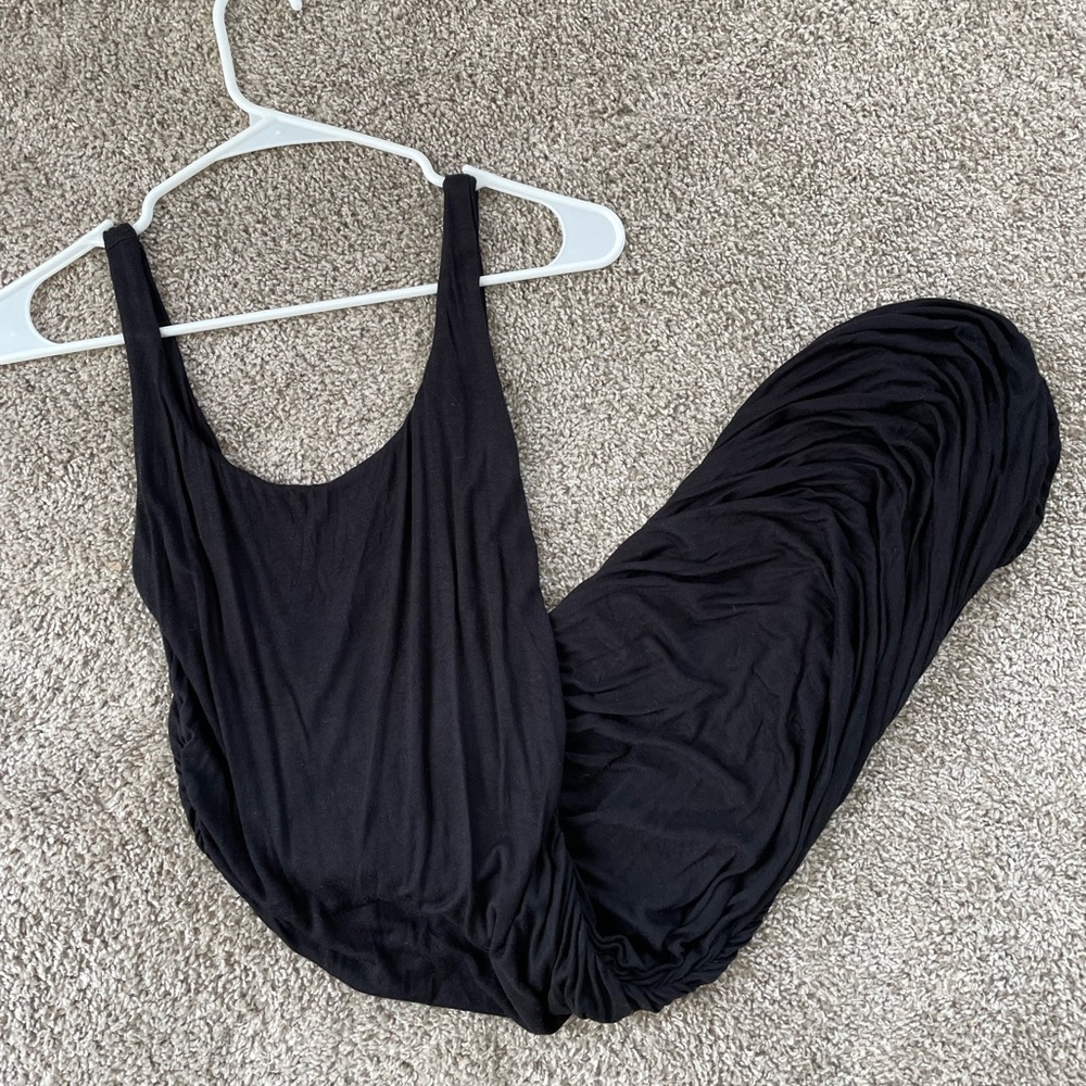 Pink Blush Black Ruched Maternity Dress